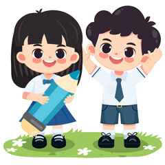 Happy cute Thai student in uniform 