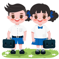 Happy cute Thai student in uniform 