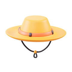 3D rendered yellow farming hat with adjustable strap