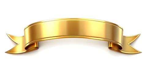 Golden Ribbon for Luxurious Layouts and Titles. 3D element to compose a layout with space for a title. Festive ribbon tag. Ai image.
