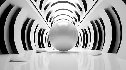 3d rendering of white and black abstract geometric background. Scene for advertising, technology,...