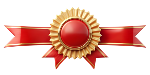 Award Ribbon red for First, Second, or Third Place. Transparent background.