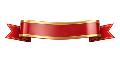 Red Ribbon: 3D Design Element for Title Placement. Transparent background.