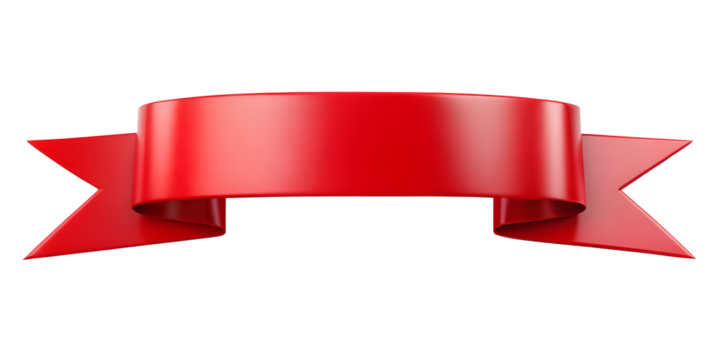 Red Ribbon: 3D Design Element for Title Placement. Transparent background.