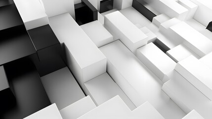 Fototapeta premium 3d rendering of white and black abstract geometric background. Scene for advertising, technology, showcase, banner, game, sport, cosmetic, business, metaverse. Sci-Fi Illustration. Product display