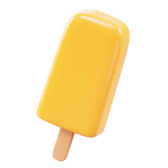 3D-rendered yellow fruit ice cream on a transparent background