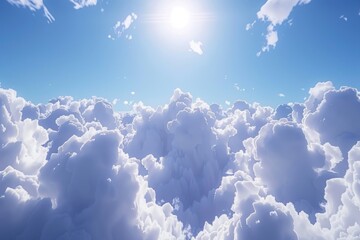 Blue skies sky white fluffy clouds beautiful summer spring weather sunny day happiness joy background cumulus cloud meditation meteorology realistic soft shapes - obrazy, fototapety, plakaty