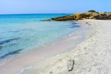 Foto auf Acrylglas Elafonissi Strand, Kreta, Griekenland Pink beach Crete, Greece. Colorful sand formed from the shells of sea creatures.