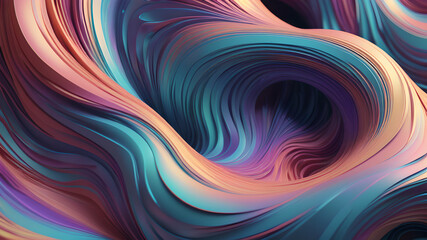 Fototapeta premium Abstract twisted organic 3D background with iridescent holographic gradient.