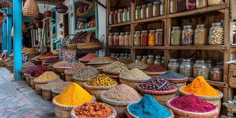Zanzibar Spice Market: Colorful stalls full of exotic spices, fruits, and local products