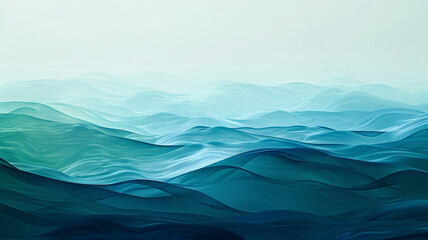 A minimalist canvas where layers of translucent ocean blue and marine green merge, creating an abstract background that whispers of the deep and mysterious sea