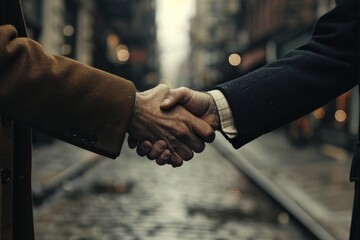A handshake between two businessmen sealing a discount deal