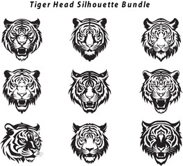 tiger head silhouette bundle