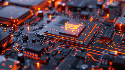 Obraz premium A computer chip with a shopping cart on it