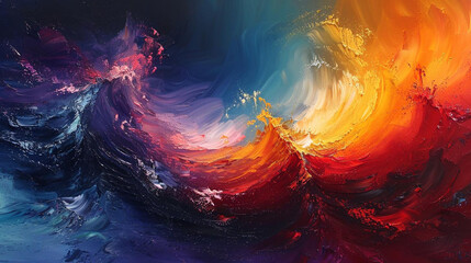 abstract fluid painting with bright and unique colors - obrazy, fototapety, plakaty