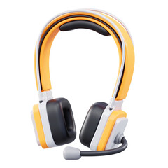 3D rendered gaming headset with modern design on transparent