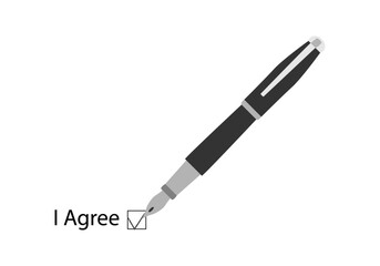 Pluma firmando casilla de estoy de acuerdo.