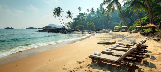 Basking in the warm sun  a tranquil moment of relaxation on the serene palm beach oasis