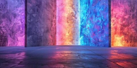 Abstract Luminescent Pigment Mockup on Concrete Floor