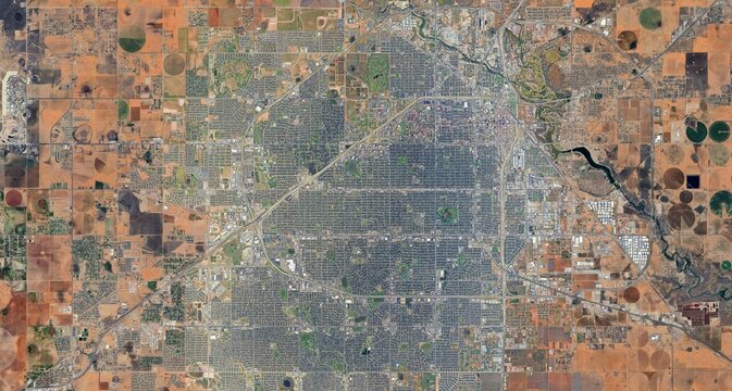 Wider extent city of Lubbock Texas USA satellite image HD