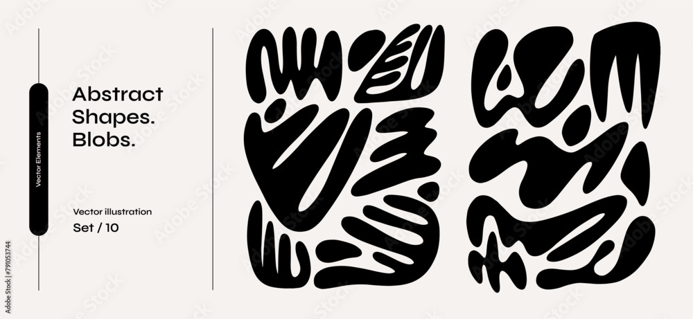 Aufkleber Set of abstract shapes. Collection of amorphous objects of various irregular shapes on a light isolated background. Graphic elements for your design.