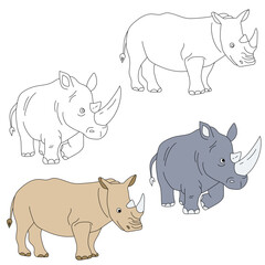 Rhino Clipart. Wild Animals clipart collection for lovers of jungles and wildlife. This set will be a perfect addition to your safari and zoo-themed projects.