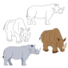 Rhino Clipart. Wild Animals clipart collection for lovers of jungles and wildlife. This set will be a perfect addition to your safari and zoo-themed projects.