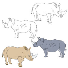 Rhino Clipart. Wild Animals clipart collection for lovers of jungles and wildlife. This set will be a perfect addition to your safari and zoo-themed projects.