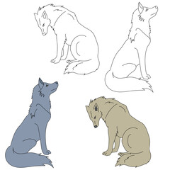 Obraz premium Wolf Clipart. Wild Animals clipart collection for lovWild Animals clipart collection for lovers of jungles and wildlife. This set will be a perfect addition to your safari and zoo-themed projects.