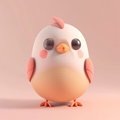 Fototapeta premium Adorable clay bird, muted pastels, 3D clay icon, Blender 3d, matte background with subtle gradients, kawaii