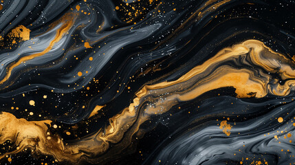 Gold abstract black marble background. Abstract liquid gold design luxury wallpaper - 791059511