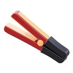 Red and gold hair straightener isolated on transparent