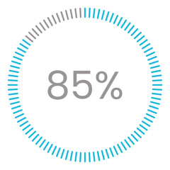 85% Loading. 85% circle diagrams Infographics vector, 85 Percentage ready to use for web design ux-ui