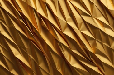 Gold crumpled paper. Colored paper background.