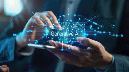 Interact with AI artificial intelligence brain processor in concept of AI artificial intelligence engineering, big data and AI machine learning to use generative AI for business support. LLMs