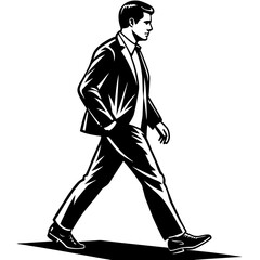 Man walking on white background 