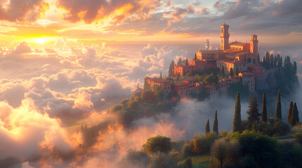 Fototapeta premium sunset over the city