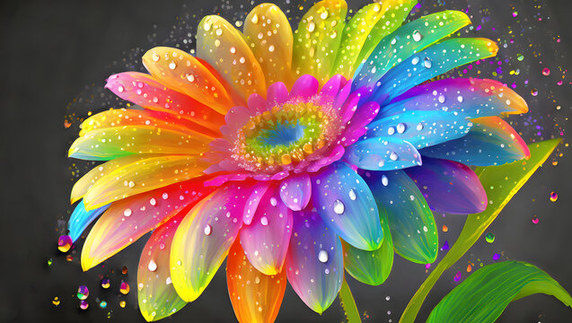 Flower with rainbow colors