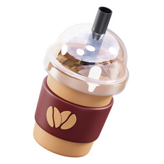 3D rendered iced coffee cup with realistic design