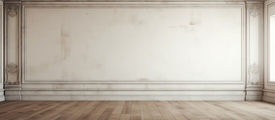 An empty room with a wooden floor and a white wall