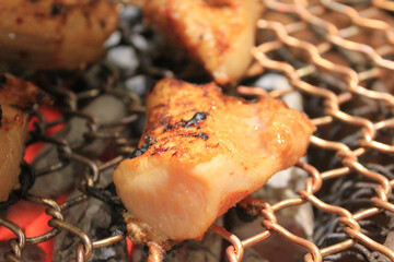 delicious grilled meat on barbecue