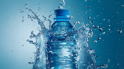 Kinetic Energy in Water Bottle Splash Photography