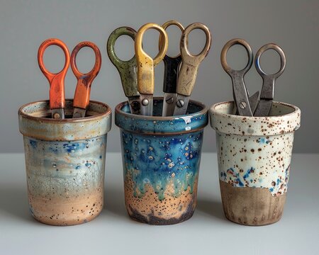 scissor ceramic pots illustration made with Generative Ai