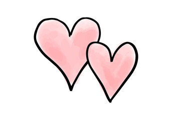 Watercolor doodle heart. Vector illustration.