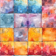 Abstract watercolor tiles showcasing the varied colors of sunrise, designed to fit seamlessly in a repeating pattern.Seamless Pattern, Fabric Pattern, Tumbler Wrap, Mug Wrap.
