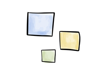 Watercolor doodle element. Colored squares. Vector illustration.