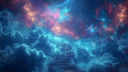 Obraz na płótnie Canvas Stairway to the Cosmos Generative AI