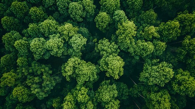 Lush Green Forest Canopy Captured by Drone Generative AI