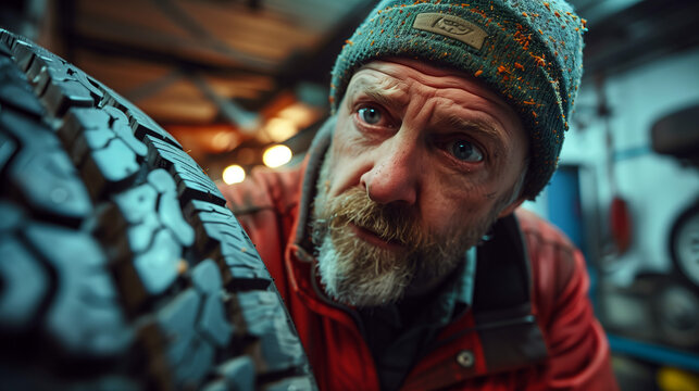 Tire Specialist's Keen Inspection, Workshop Vigilance in Automotive Care