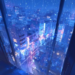 Luminous Rain-Soaked City Streets - Dynamic Urban Nightlife Scene